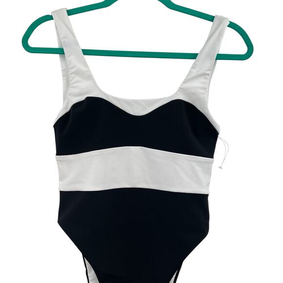 Mara Hoffman Idalia One Piece Swimsuit Colorblock‎ Black White Size Small - Picture 3 of 13